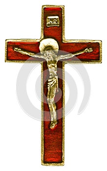 Red and Gold Jesus Crucifix