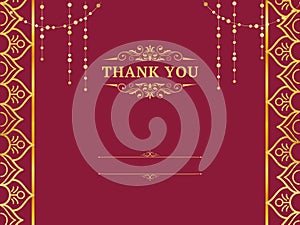 Red And Gold Luxury Indian Wedding Thank You Card