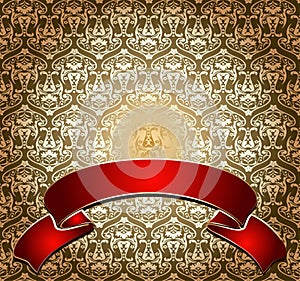 Red On Gold Ornate Banner