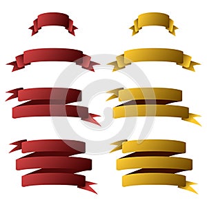 Red and Gold Ribbon Banner Set