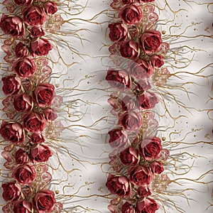 Red Gold Roses Pattern for Print