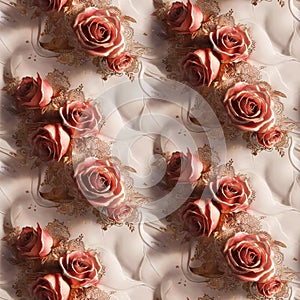 Red Gold Roses Pattern for Print