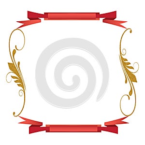 Red gold scroll swirls background