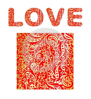 Red and gold seamless abstract pattern for fashion textile, greeting wallpaper and love word for Valentine’s day party
