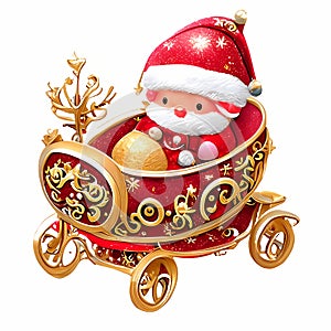 Santa Claus's sleigh, red and gold color