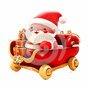 Santa Claus's sleigh, red and gold color