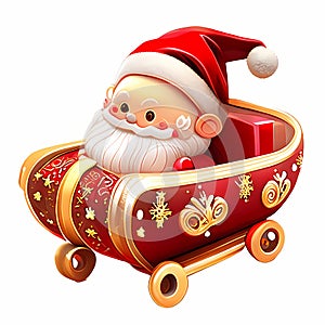 Santa Claus's sleigh, red and gold color