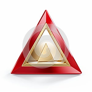 a red and gold triangle with an arrow on it