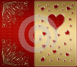 red & gold Valentines card