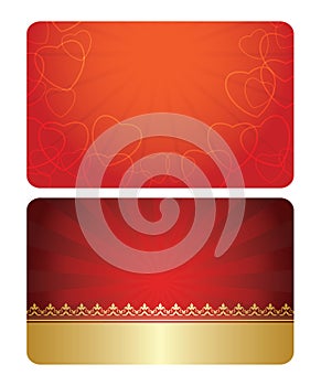 Red and gold vector cards with decorations - templates