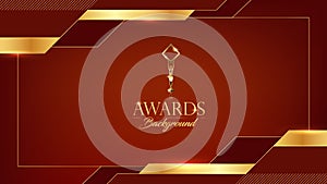 Red and Golden Award Background. Luxury Graphics Dynamic Corner Shape. Modern Abstract Template Design.