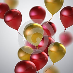 Red And Golden Balloon Bunch.