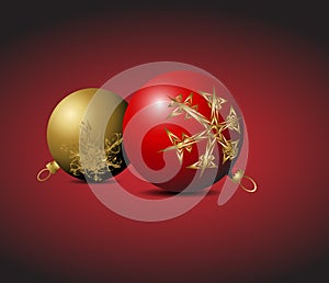 Red and golden Christmas bulbs photo