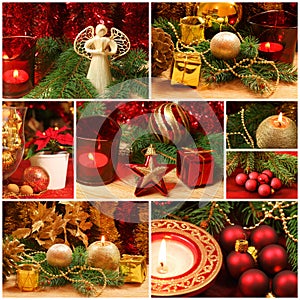 Red and golden Christmas collage