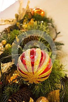 Red and golden Christmas ornament photo