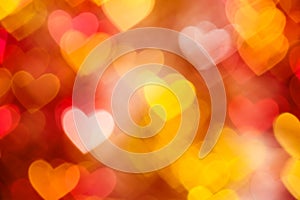 Red and golden hearts background