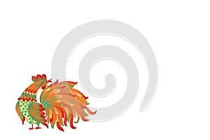 Red golden rooster on a white background. Background