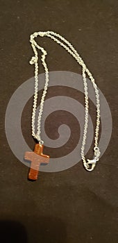 Red goldstone cross necklace