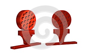 Red Golf ball on tee icon isolated on transparent background.