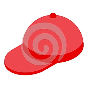 Red golf cap icon, isometric style