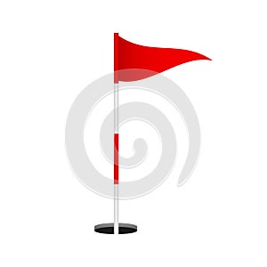 Red golf flag on white background. Vector stock illustration