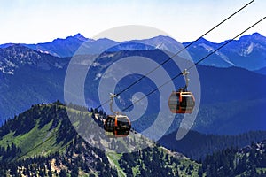 Red Gondolas Green Mountains Crystal Mountain Pierce County Washington