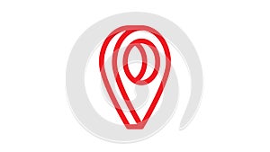 Red GPS Location Pin pointer animated icon on white background, alpha channel included.