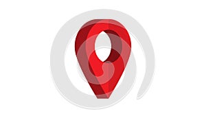 Red GPS Location Pin pointer animated icon on white background, alpha channel included.