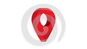 Red GPS Location Pin pointer animated icon on white background, alpha channel included.