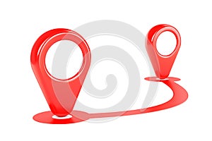 Red GPS map path and two pointers