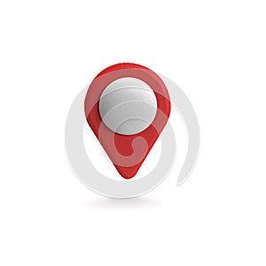 Red GPS pointer. Red map pointer. isolated on white background. three-dimensional rendering. 3d render illustration
