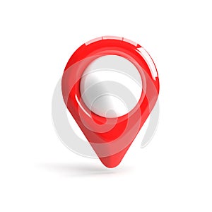 Red GPS pointer. Red map pointer. isolated on white background. three-dimensional rendering. 3d render illustration