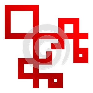 Red gradient abstract geometric shape forming labyrinth pattern