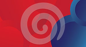Red gradient background with blue circle pattern images