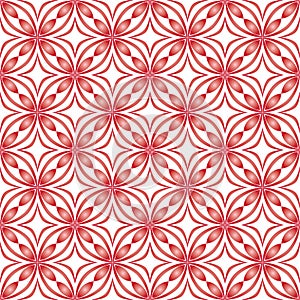 Red gradient on white geometric tile oval and circle seamless repeat pattern background