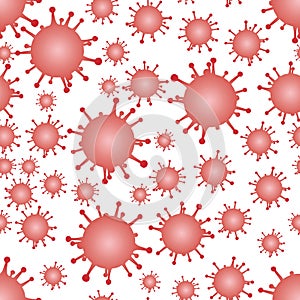 Red Gradient on White Virus Pattern Seamless Repeat Background