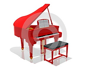 Red grand piano