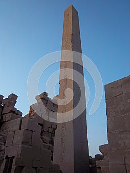 The red granite obelisk at Luxor. Egypt.