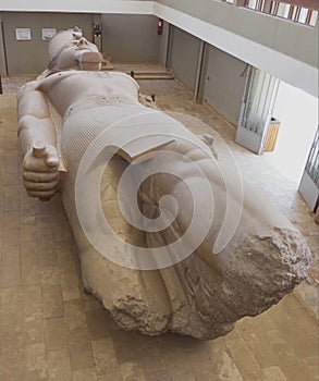 Red granite statue of Ramesses II in Memphis, Egypt