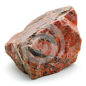 red granite stone on white background