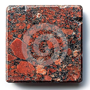 red granite stone on white background