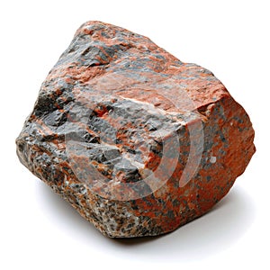 red granite stone on white background