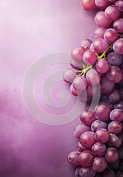 Red grape bunch close up, wine background, top view