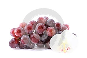 Red grape isolated on white background with a orch