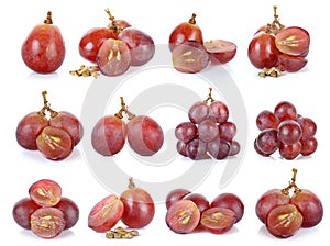 Red grape isolated on the white background