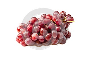 Red grape Pink bunch  on white background
