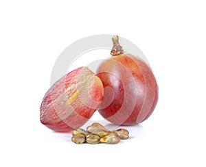 Red grape and seed isolated on the white background