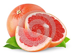 Isolated pink grapefruits