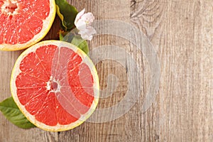 Red grapefruit and leaf