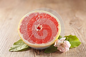 Red grapefruit and leaf